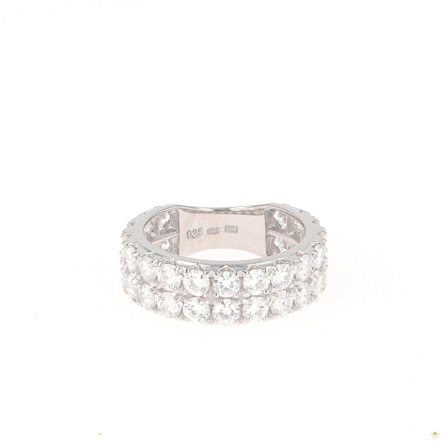 3.40 CTW   Round Moissanite Two-Row Band in Sterling Silver