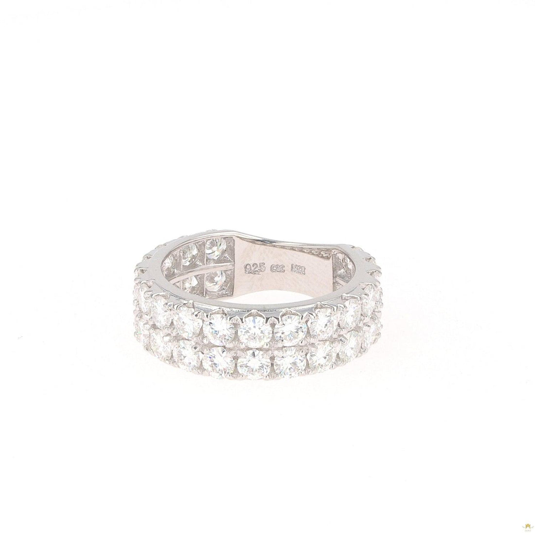 3.40 CTW   Round Moissanite Two-Row Band in Sterling Silver