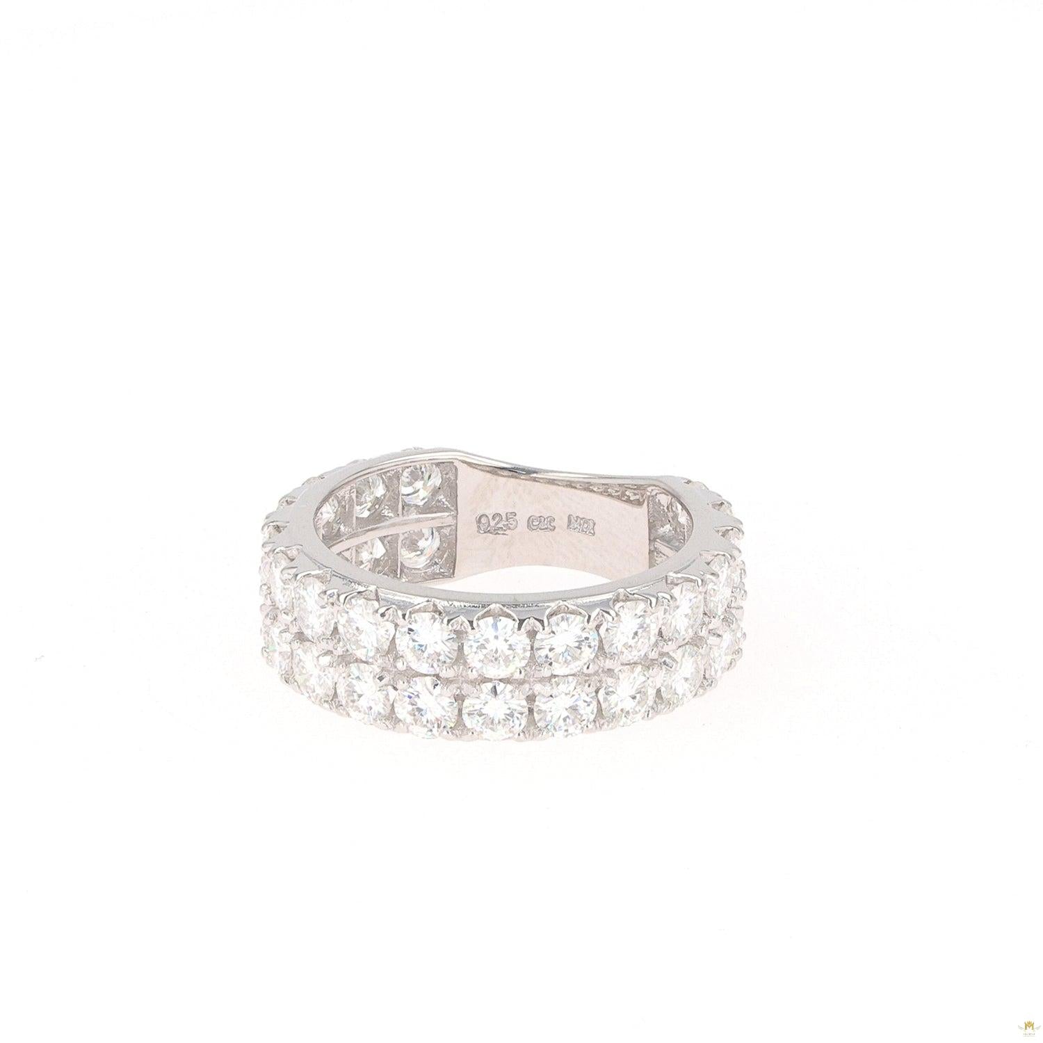 3.40 CTW   Round Moissanite Two-Row Band in Sterling Silver