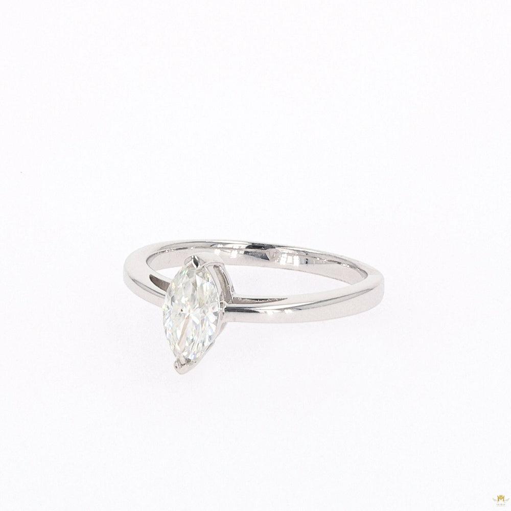 0.70 CTW   Marquise Moissanite Two Prong Solitaire Ring in Sterling Silver