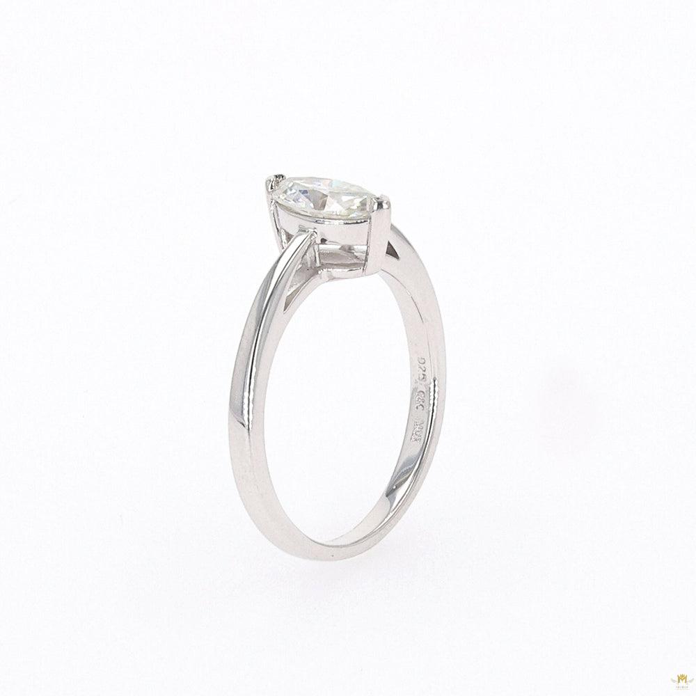 0.70 CTW   Marquise Moissanite Two Prong Solitaire Ring in Sterling Silver