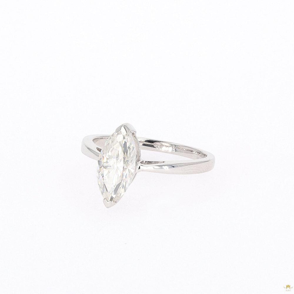 1.80 CTW   Marquise Moissanite Two Prong Solitaire Ring in Sterling Silver