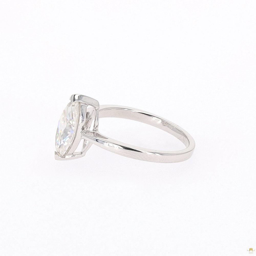1.80 CTW   Marquise Moissanite Two Prong Solitaire Ring in Sterling Silver