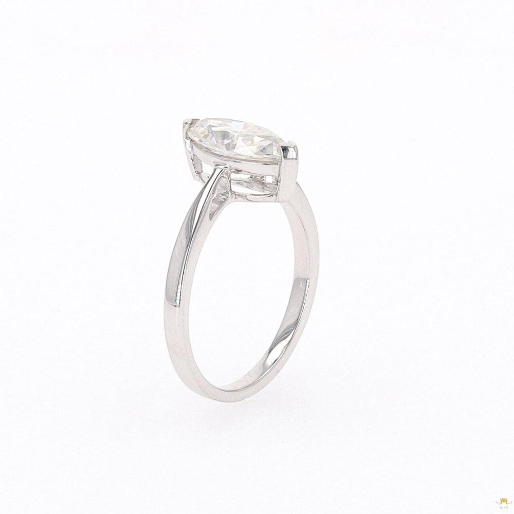 1.80 CTW   Marquise Moissanite Two Prong Solitaire Ring in Sterling Silver