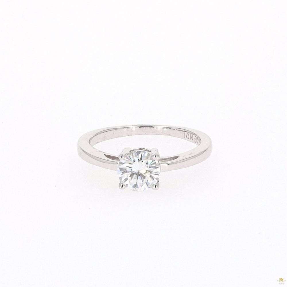 1.00 CTW   Round Moissanite Four Prong Solitaire Engagement Ring in Sterling Silver