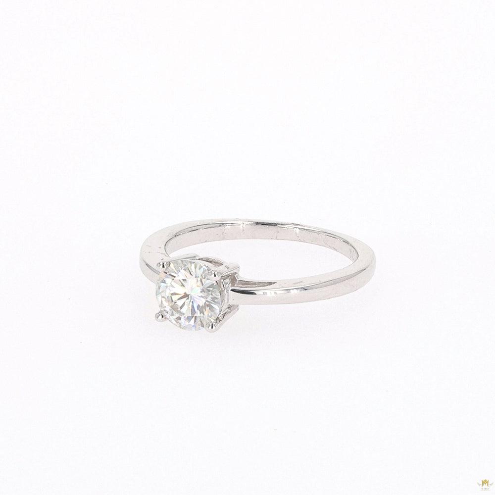 1.00 CTW   Round Moissanite Four Prong Solitaire Engagement Ring in Sterling Silver
