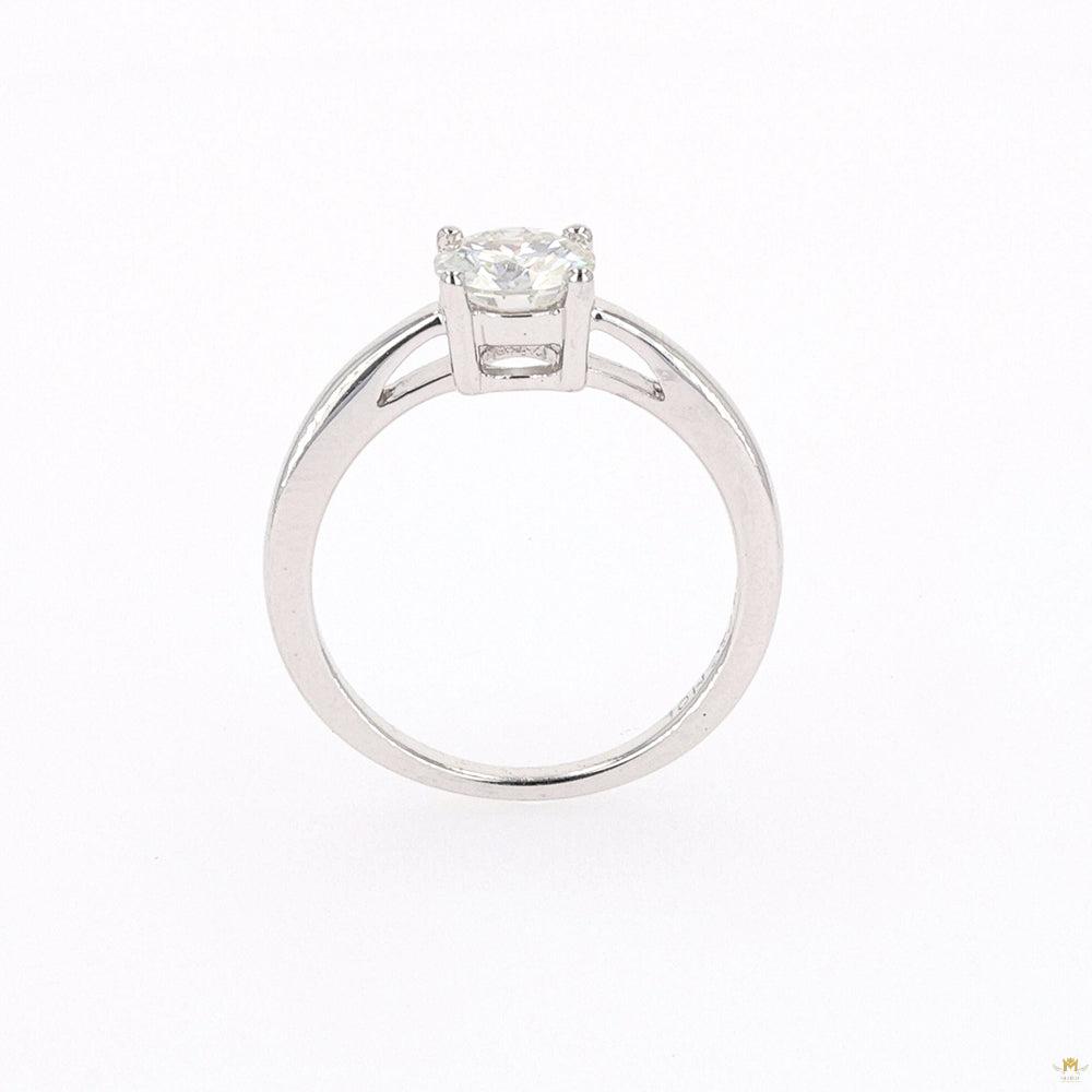 1.00 CTW   Round Moissanite Four Prong Solitaire Engagement Ring in Sterling Silver