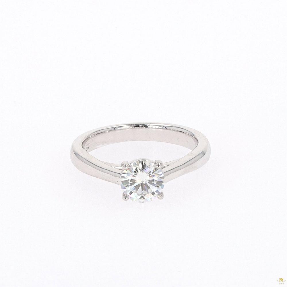 1.00 CTW   Round Moissanite Four Prong Solitaire Engagement Ring in Sterling Silver