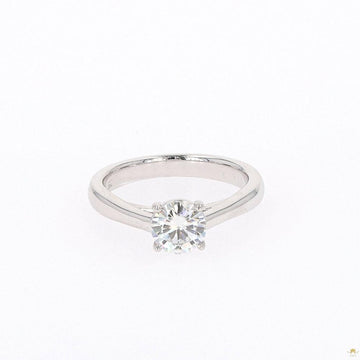 1.00 CTW   Round Moissanite Four Prong Solitaire Engagement Ring in Sterling Silver