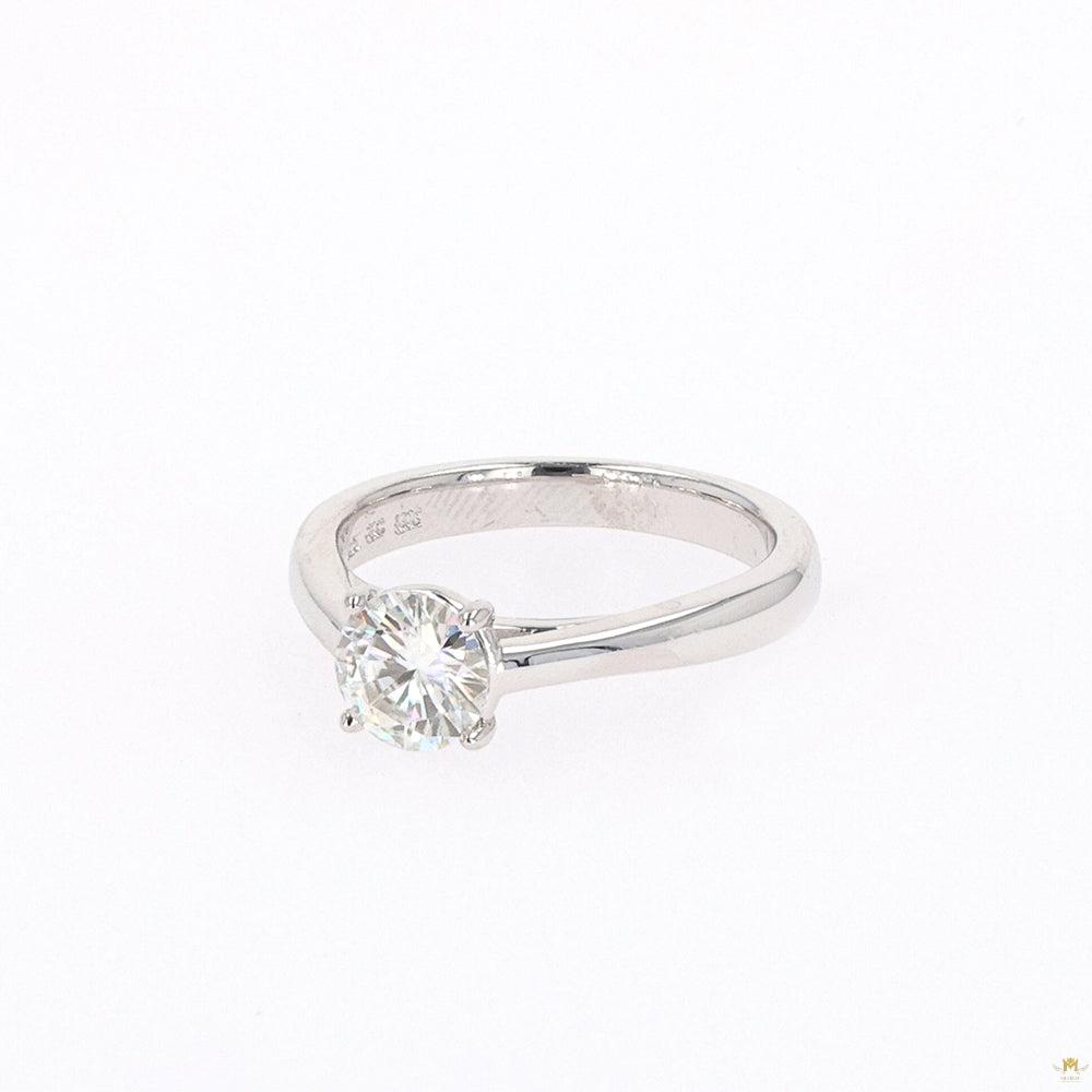 1.00 CTW   Round Moissanite Four Prong Solitaire Engagement Ring in Sterling Silver