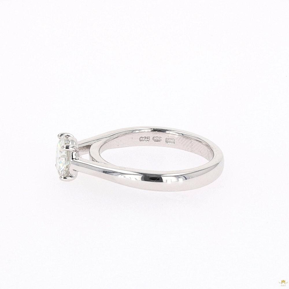 1.00 CTW   Round Moissanite Four Prong Solitaire Engagement Ring in Sterling Silver