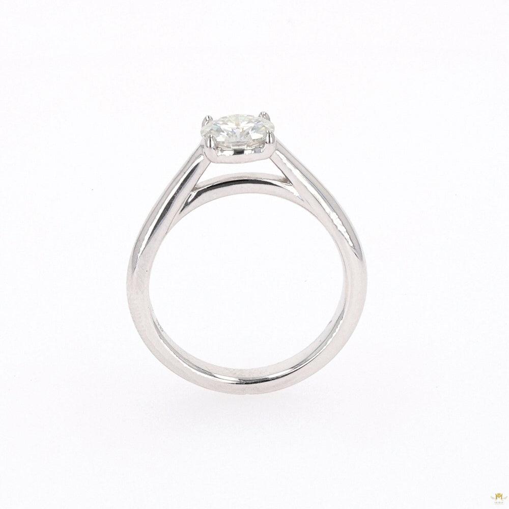 1.00 CTW   Round Moissanite Four Prong Solitaire Engagement Ring in Sterling Silver