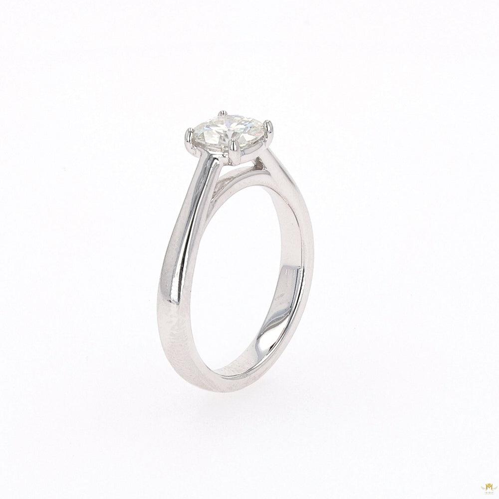 1.00 CTW   Round Moissanite Four Prong Solitaire Engagement Ring in Sterling Silver