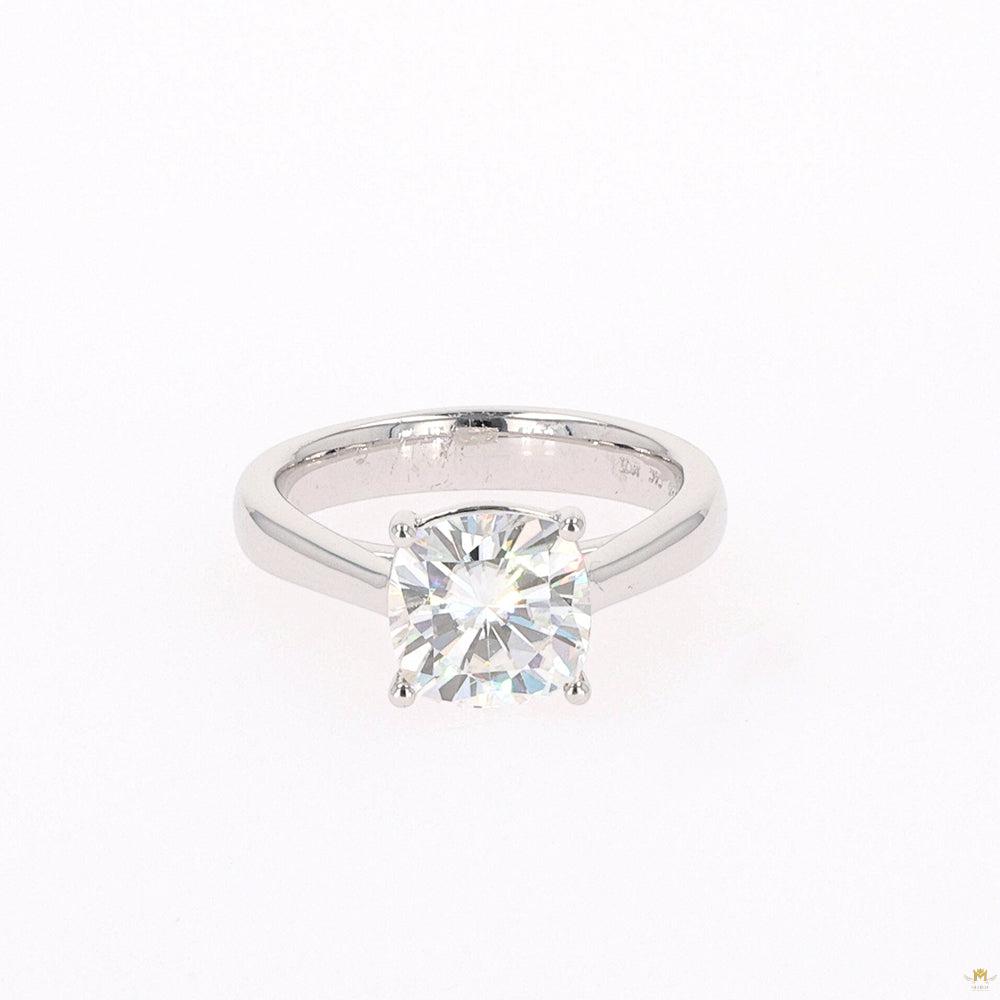 2.80 CTW   Cushion Moissanite Four Prong Solitaire Engagement Ring in Sterling Silver