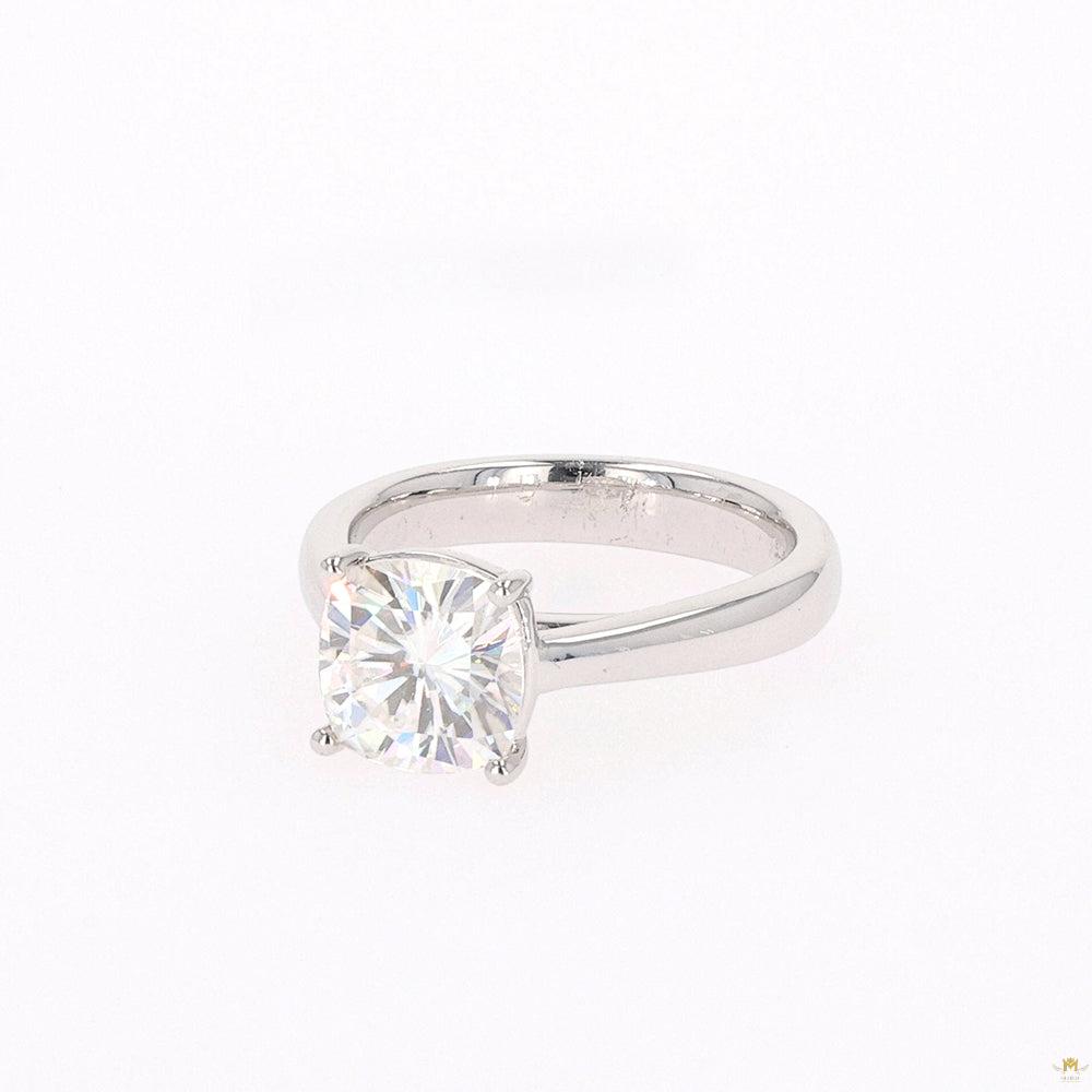 2.80 CTW   Cushion Moissanite Four Prong Solitaire Engagement Ring in Sterling Silver