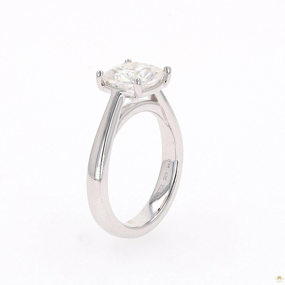2.80 CTW   Cushion Moissanite Four Prong Solitaire Engagement Ring in Sterling Silver