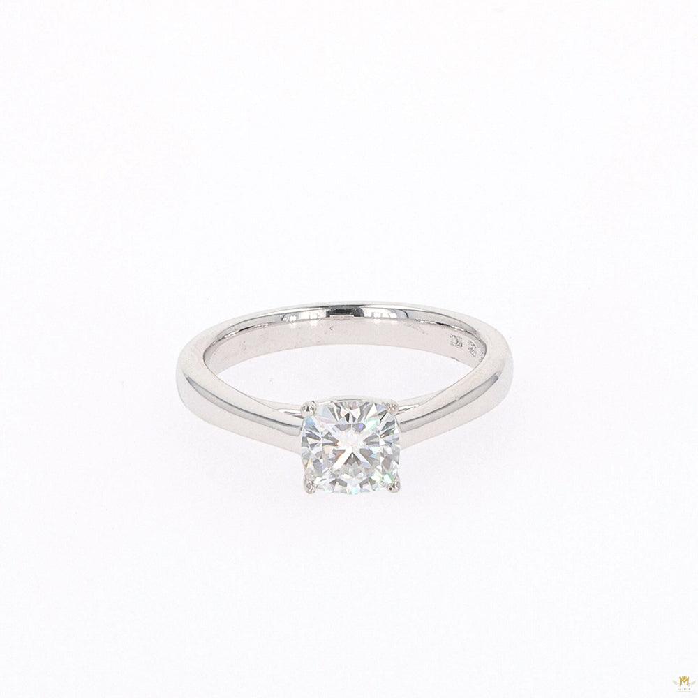 1.10 CTW   Cushion Moissanite Four Prong Solitaire Engagement Ring in Sterling Silver
