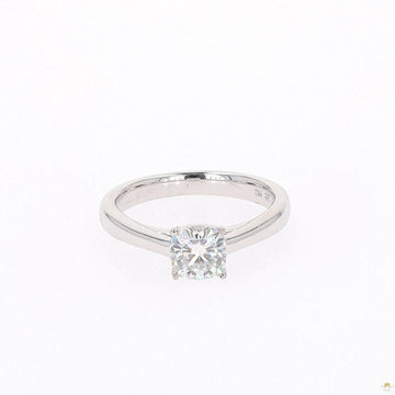 1.10 CTW   Cushion Moissanite Four Prong Solitaire Engagement Ring in Sterling Silver