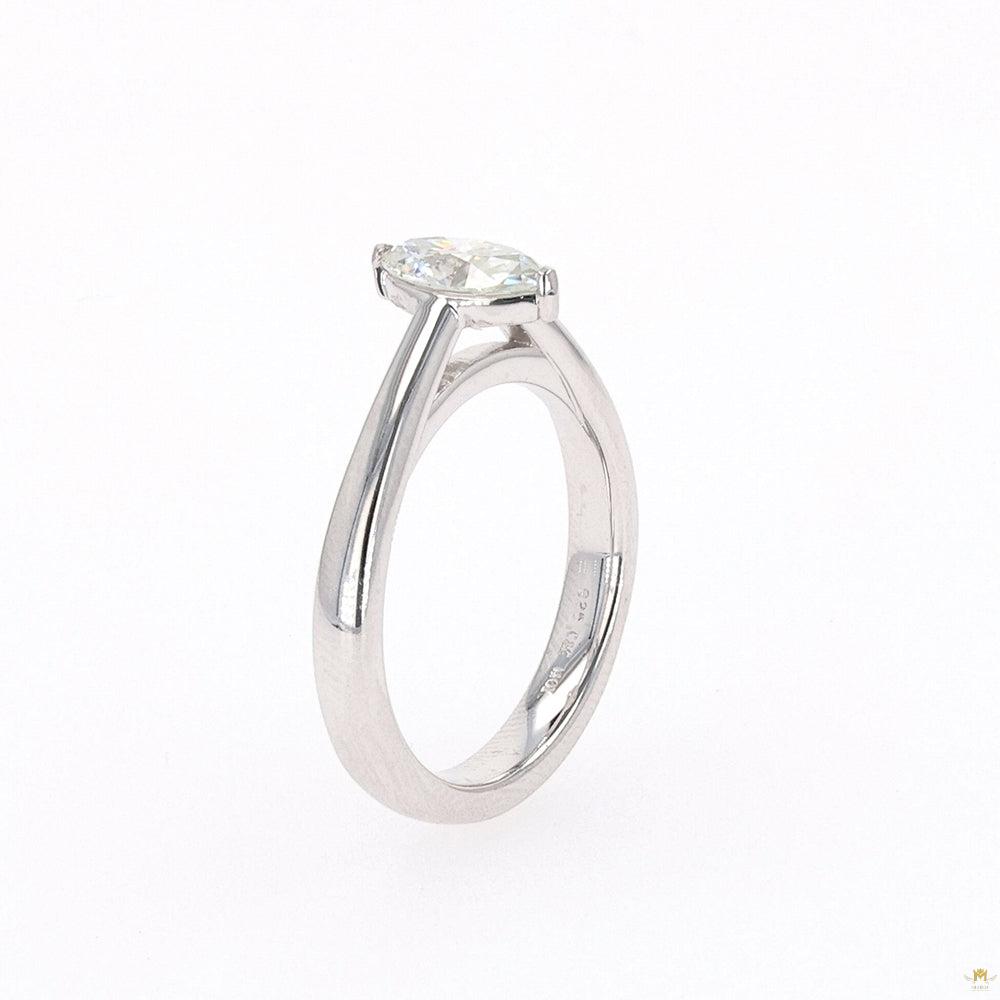 0.70 CTW   Marquise Moissanite Two Prong Solitaire Ring in Sterling Silver