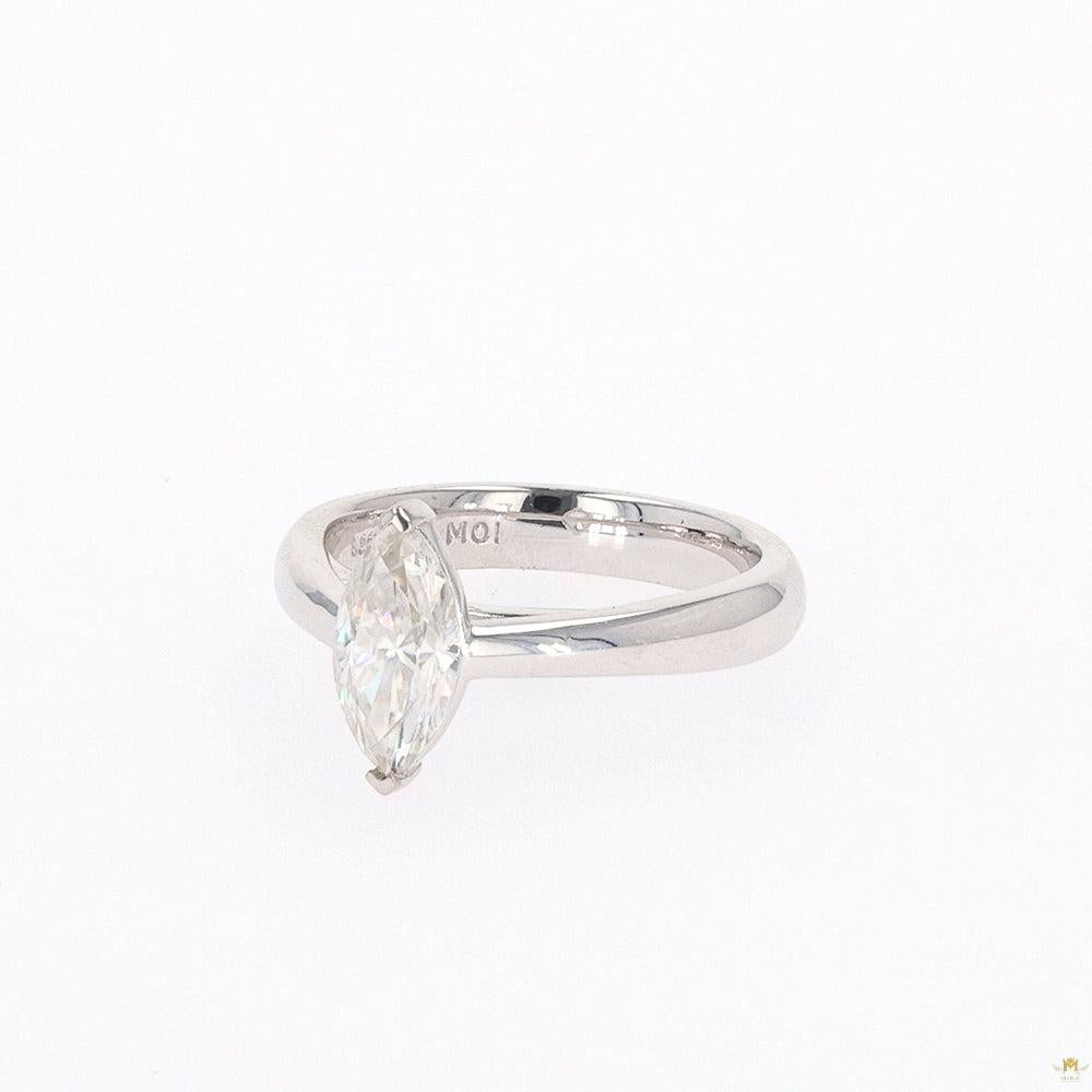 1.40 CTW   Marquise Moissanite Two Prong Solitaire Ring in Sterling Silver
