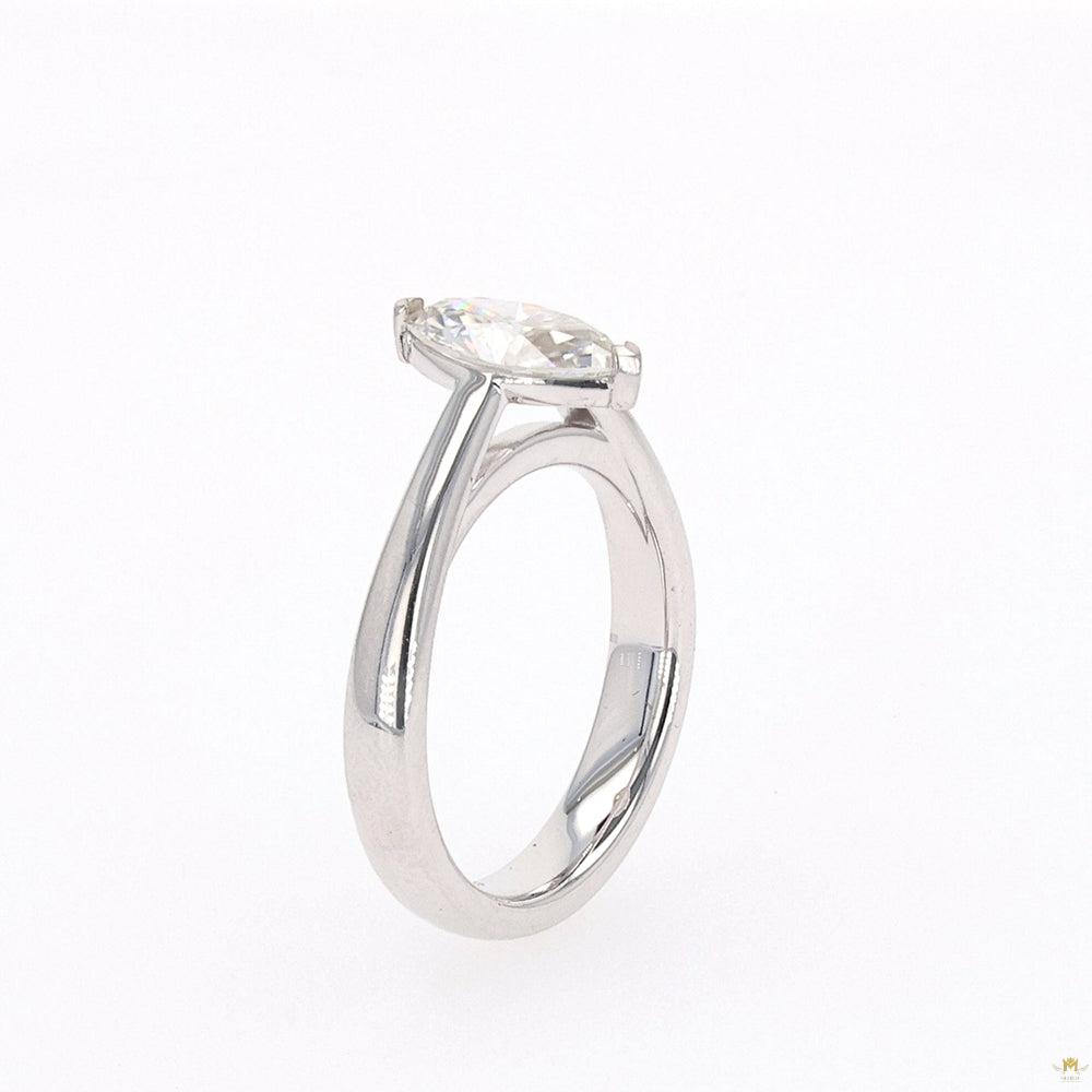 1.40 CTW   Marquise Moissanite Two Prong Solitaire Ring in Sterling Silver