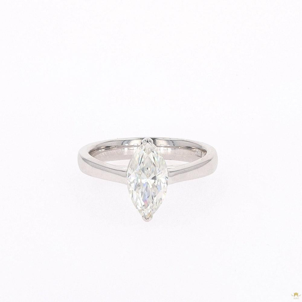 1.80 CTW   Marquise Moissanite Two Prong Solitaire Ring in Sterling Silver