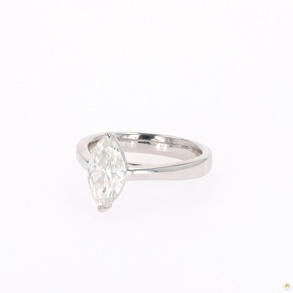 1.80 CTW   Marquise Moissanite Two Prong Solitaire Ring in Sterling Silver