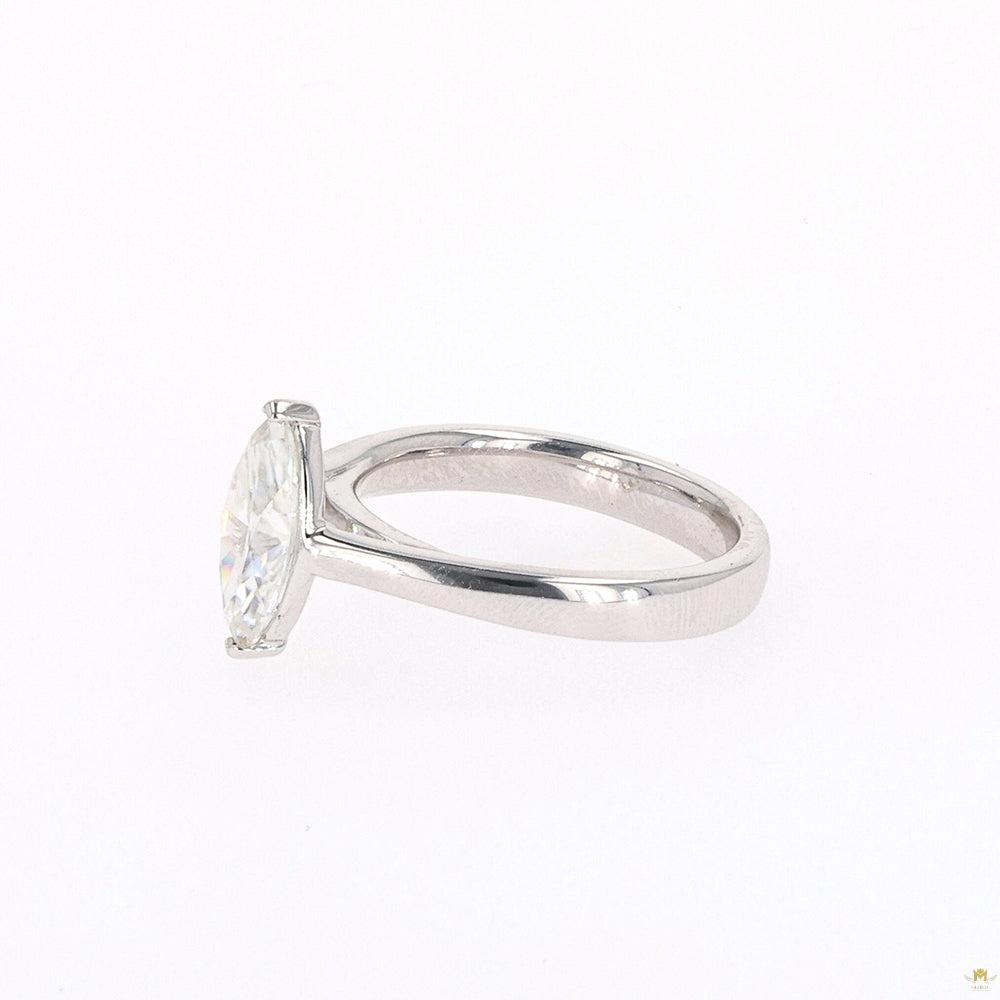 1.80 CTW   Marquise Moissanite Two Prong Solitaire Ring in Sterling Silver