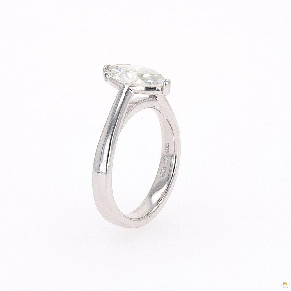 1.80 CTW   Marquise Moissanite Two Prong Solitaire Ring in Sterling Silver