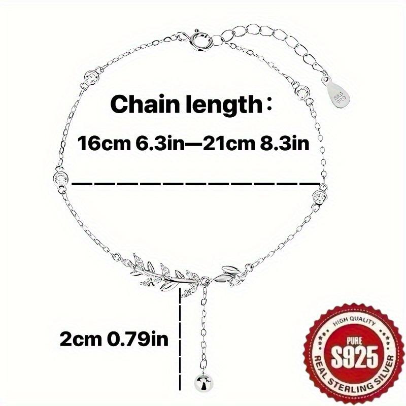 S925 Sterling Silvery Unique Light Wheat Ear Petal Flower Bracelet