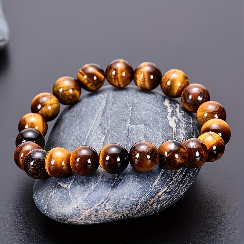 Handmade Natural Tiger Eye Stone Bracelet – Stretchy Elastic Beads