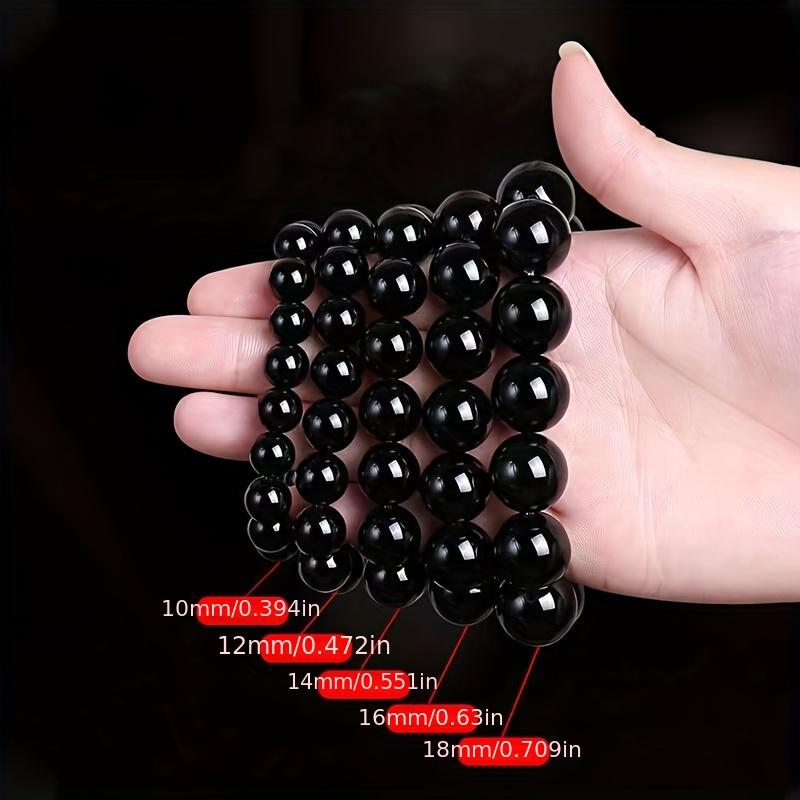 Elegant Obsidian Bead Bracelet – Natural Stone Jewelry with Smooth Polished Beads