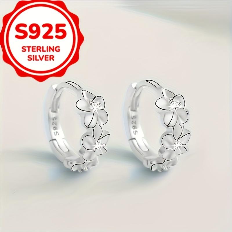 Elegant 925 Sterling Silver Hoop Earrings with Sweet Floral Design