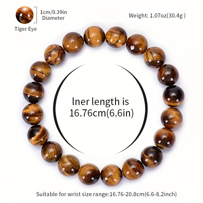 Handmade Natural Tiger Eye Stone Bracelet – Stretchy Elastic Beads