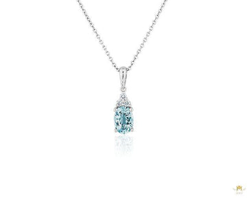 Oval Aquamarine And Diamond Cluster Pendant