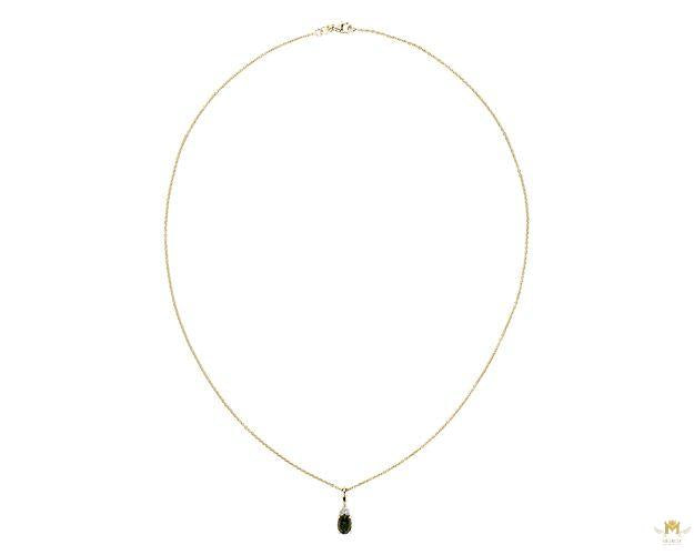 Oval Green Tourmaline And Diamond Cluster Pendant