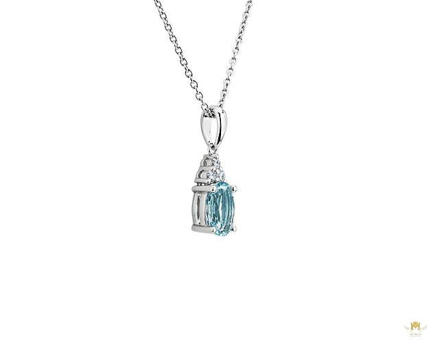 Oval Aquamarine And Diamond Cluster Pendant