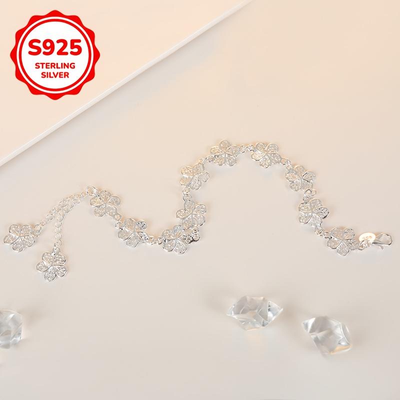 925 Silver Hollow Flower Bracelet Women’s Bohemian Style