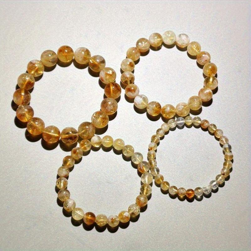 Elegant Natural Citrine Round Bead Bracelet