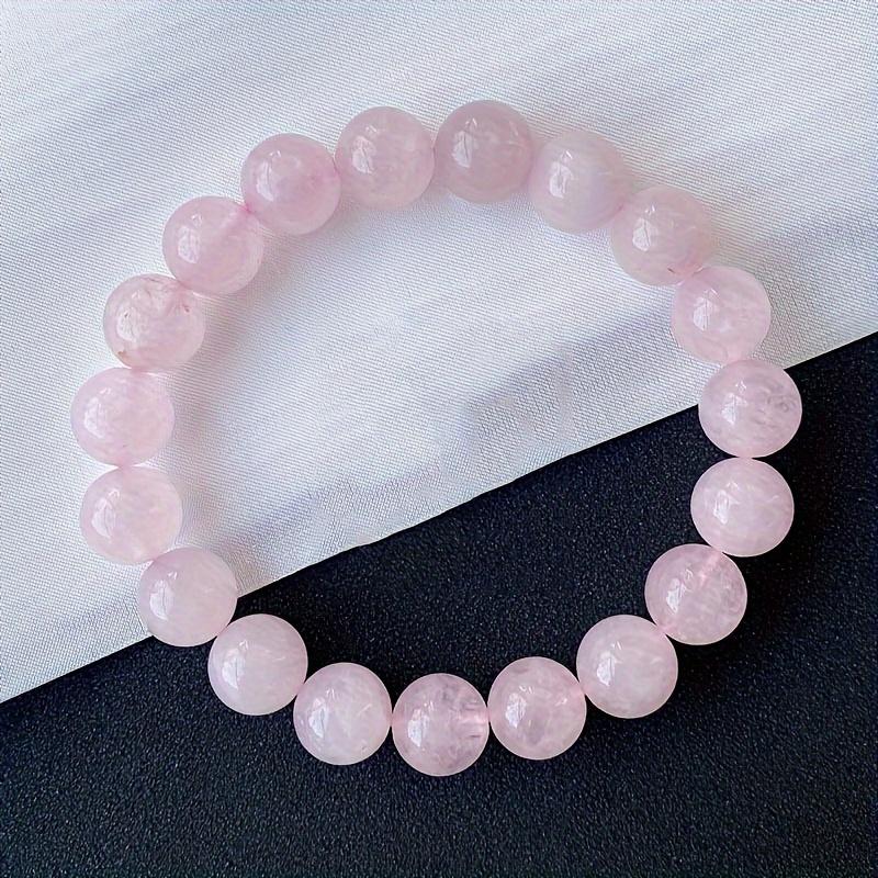 Elastic Natural Rose Quartz Beaded Bracelet
