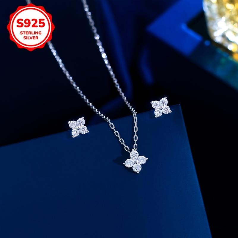 1 Pair of Earrings + 1 Necklace 925 Sterling Silver Jewelry Set