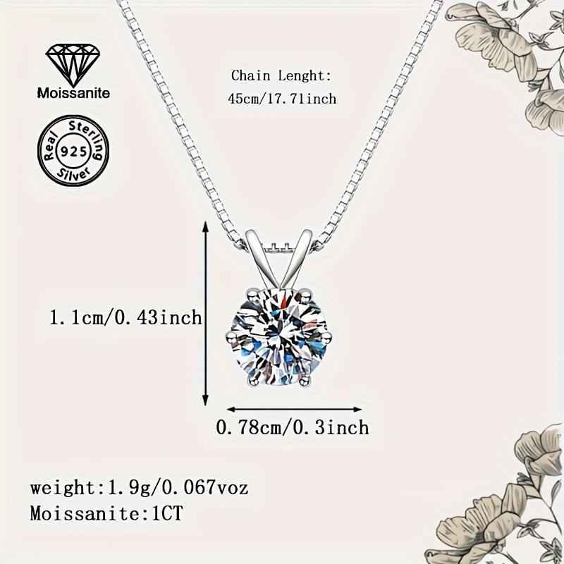 925 Sterling Silvery Moissanite Pendant Necklace