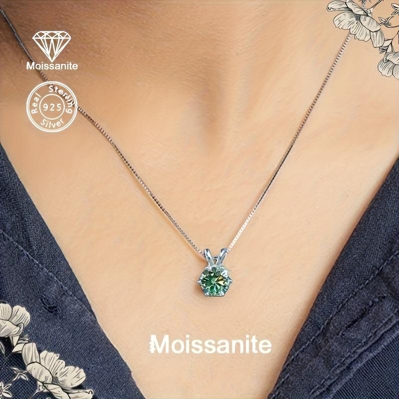 925 Sterling Silvery Moissanite Pendant Necklace