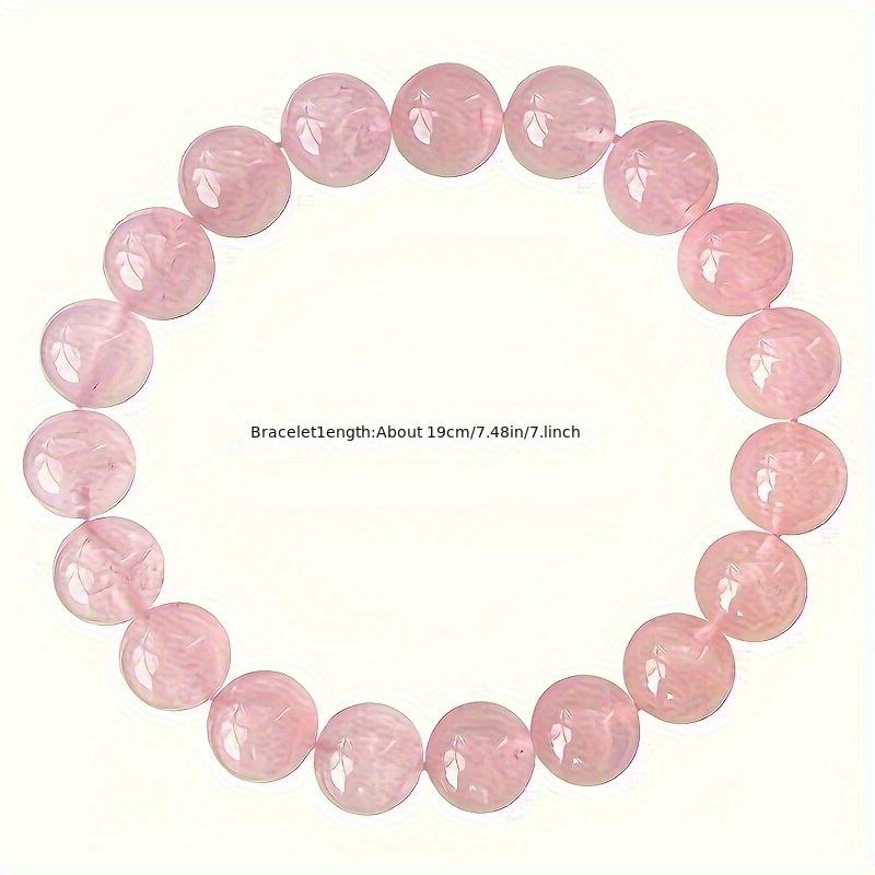 Elastic Natural Rose Quartz Beaded Bracelet