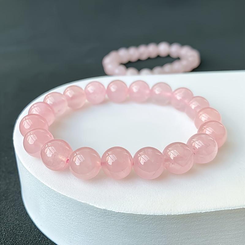 Elastic Natural Rose Quartz Beaded Bracelet