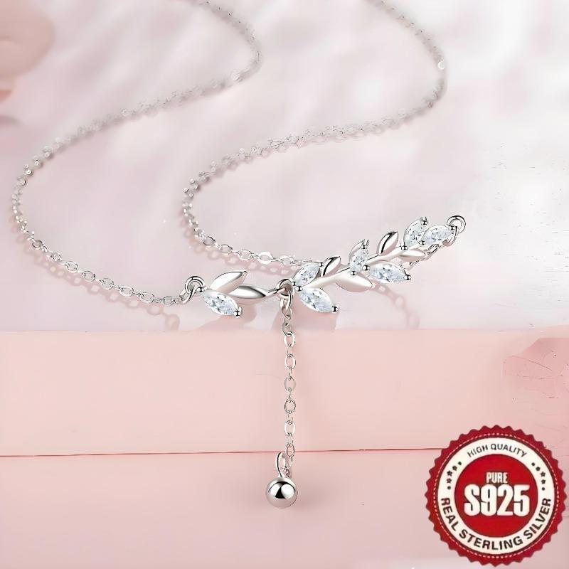 S925 Sterling Silvery Unique Light Wheat Ear Petal Flower Bracelet