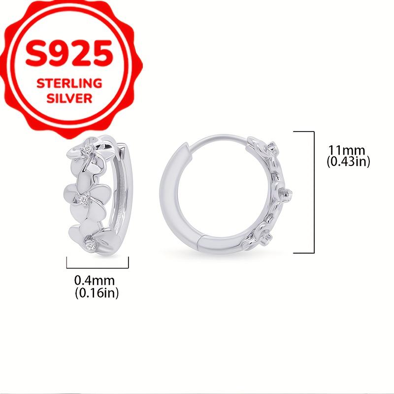 Elegant 925 Sterling Silver Hoop Earrings with Sweet Floral Design