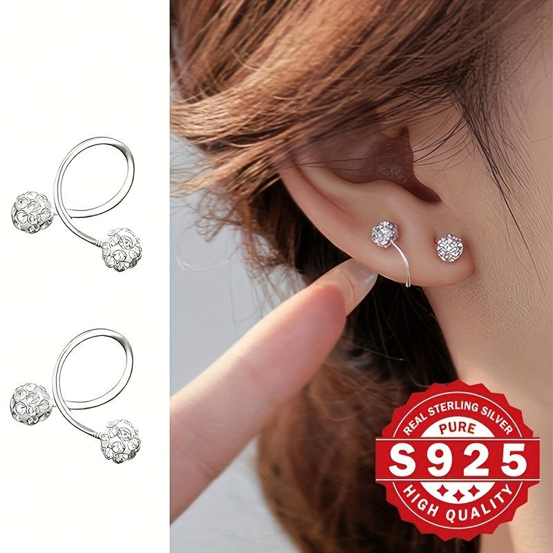 S925 Silver S-TYPE Hoop Earrings with Sparkling Cubic Zirconia – Hypoallergenic