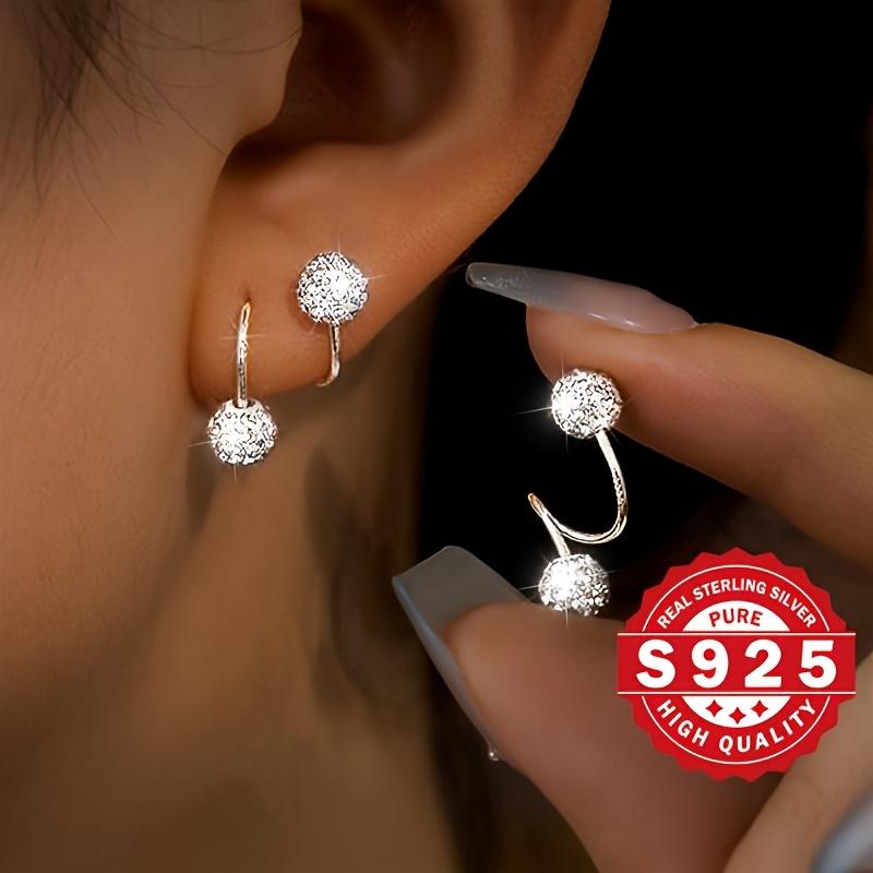S925 Silver S-TYPE Hoop Earrings with Sparkling Cubic Zirconia