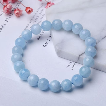 Handmade Aquamarine Stone Bracelet, Natural Aqua Blue Faux Gemstone